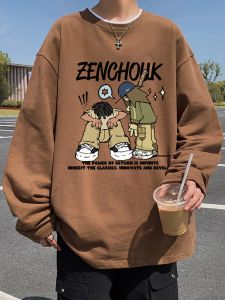 เสื้อยืดคอกลมแขนยาวผ้าฝ้ายแท้สำหรับผู้ชาย ฤดูใบไม้ผลิและฤดูใบไม้ร่วง 2024 แบรนด์ใหม่สไตล์อเมริกัน เสื้อเชิ้ตชั้นใน ไซส์ใหญ่