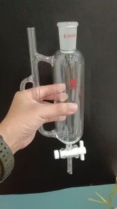 Phễu bình lắng gạn tách chiết tinh dầu 250ml cổ 24/40 có nhánh thoát dầu