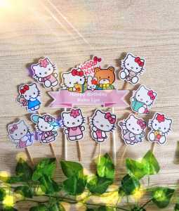 Aksesoris Kue Ulangtahun Tema Hello Kitty Bisa Request Nama! untuk Hiasan / Toper Birthday Cake