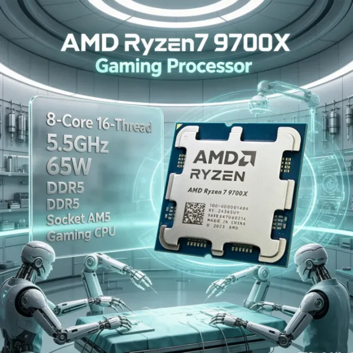 AMD | AMD Ryzen 7 9700X 8-Core 16-Thread DDR5 3.8GHz Socket AM5 L3=32M 4NM Up to 5.5GHz 65W without fan PCIe 5.0 CPU for Desktop PC
