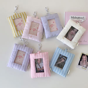 Korean Style Fabric Stripe Three Inch Small Card Holder Girl Fan Display Card Case Student Bus Card Campus Card Pouch