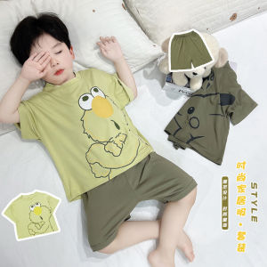Childrens Modal Ice Silk Sleepwear Short Sleeve Home Clothes Set Thin Summer Cotton Polyester Blend Boys Girls Pajamas