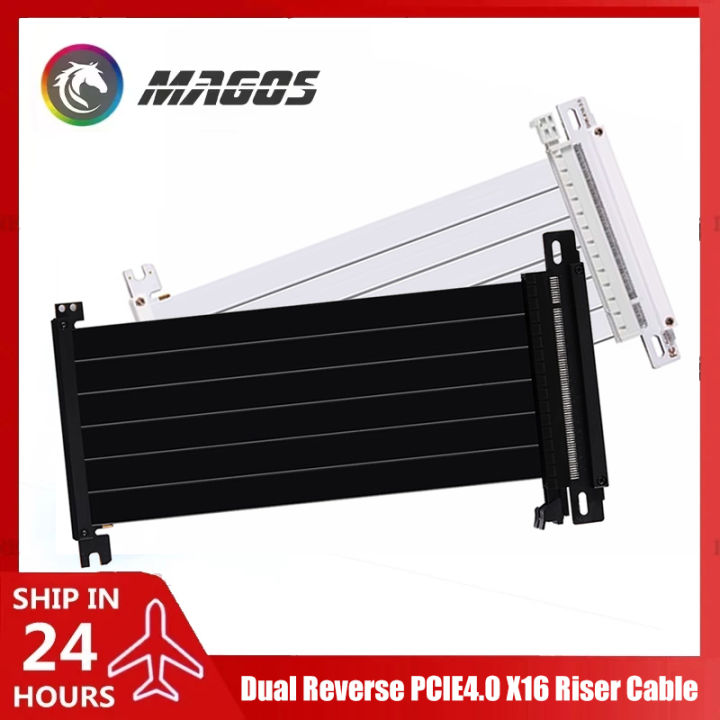 Dual Reverse PCIE Riser Cable 3.0 4.0 X16 18.5cm 20cm for Mini ITX Case ...