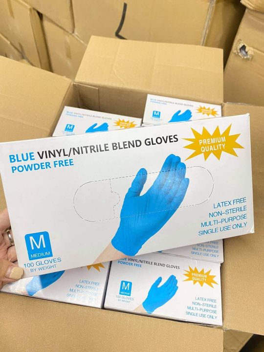 Powder Free Blue Vinyl/Nitrile Blend Gloves Medium Size Lazada PH