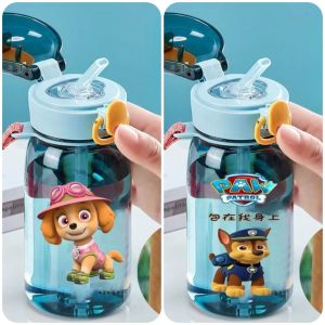 Durable&Wear-resistant Paw Patrol Themed Childrens Food-grade Silicone + PC Straw Cold Water bottles