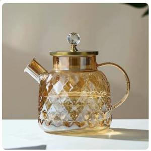Amber Borosilicate Glass Tea Pot Large Capacity