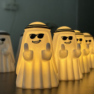 Cute Ghost Statue with Middle Finger Small Scary Ghost Figurine Halloween Home Decorations Funny Gift for Friends