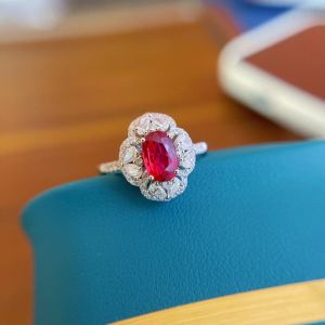Montagne Jewelry (Deposit Link) Total Price 10200 SGD 18K Pure Gold Ring Diamond Inset Fine Jewellery Natural 1 Carat Pigeon Blood Ruby Ring