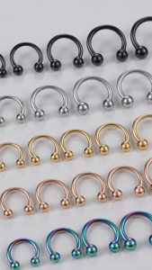 1 PC 6-14mm Stainless Steel Nose Ring Horseshoe Septum Rings 14G 16G Screw Balls Nose Lip Labret Body Piercing Jewelry