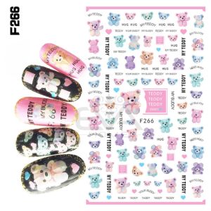 Decal Dán Móng Tay 3D Nail Sticker Tráng Trí Hoạ Tiết Chú Gấu Dễ Thương Cute Bear F266