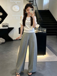 SENWA | Stylish Korean Fashion 2026 New Shoulder-exposed Sleeve T-shirt Wide-leg Pants Set