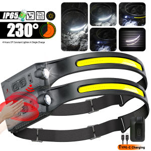 LED Headlamp Sensor Headlight With Built-in Battery Head Flashlight USB Rechargeable Work Light Head Lamp Super Bright Torch