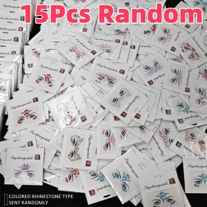 15Pcs Random Mixed Children Face Gems Tattoos Glitter Crystal Rhinestones Self-Adhesive Face Decal for Party Makeup Body Tattoos