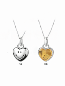 Double-sided Lucky Yellow Crystal Heart Box Necklace
