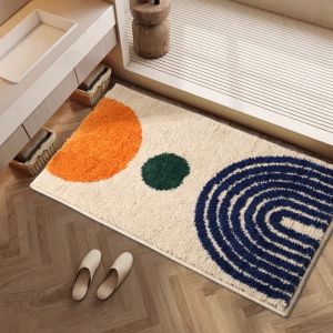 VIKAMA Anti Slip Absorbent Plush Carpet Nordic Ins Style Black And White Color Block Bathroom Bedroom Hallway Soft Home Rug