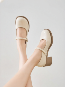 Josiny | French Style Low Mouth Thick Heel Single Shoes