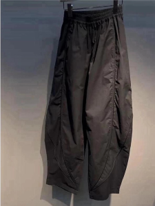 Loose Black Casual Pants High Waist Knife Design Tapered Legs Splicing Advanced Sensation Eye-Catching City Walk Suitable