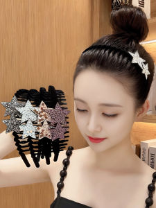 Womens Summer Fashion Velvet Hair Band Diamond Star Design Anti-Slip Face Wash Hair Ties Small Fragrant Hair Styling Tool