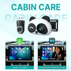 Cabin Care Baby Car Camera Wireless Carplay Adapter 1080P 150° Wide Angle Night Vision Back‑Seat Monitor Easy Install