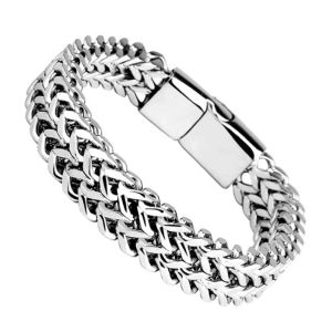 Stainless Steel Braided Double Row Front and Rear Fish Scale Alloy Buckle Bracelet with Keel Jewelry New Model