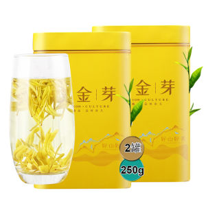 ชาเขียวฮันฟู่ฮั่นฤดูใบไม้ผลิปี 2025 บรรจุภัณฑ์แบบถัง 250 กรัม หอมหนัก ทนต่อการต้ม 2 ถัง ใบชาทองเหลือง ใบชาเขียว