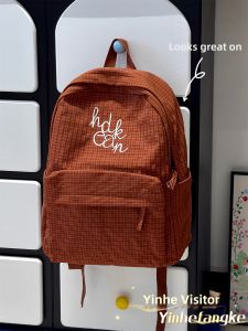 YINHEFANGKE | Retro Lightweight Ins-style Plaid School and Commuter Backpack