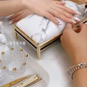 Happy Pretty Shop Hand Pillow for Nail Polish PU Leather Nail Arm Rest Manicure Hand Pillow Nail Rest Cushion Table Manicure Table(Marble)