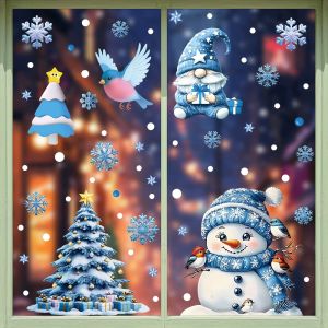 Santa Claus Snowman Window Stickers Christmas Glass Window Living Room Home Decoration Wallpaper Art Removable New Year Decals
