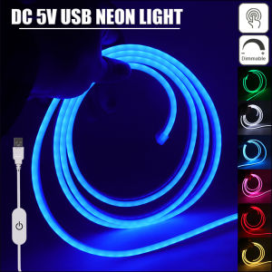 DC 5V USB Touch Dimmerable Neon Strip 120Leds/M DIY Home Decor Flexible Ribbion Rope LED Light White/Blue/Pink/Yellow/Green
