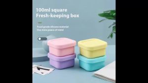 Khuôn Làm Đá Viên Silicon Mềm Có Nắp Hộp Đựng Nước Sốt Chống Rò Rỉ Hộp Đựng Thực Phẩm Kín Cho Hộp Bento Của Trẻ Em Du Lịch Ngoài Trời