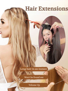 Invisible Wire Clipless Hair Extension Seamless Long Curl U-Shaped Big Wave Fluffy One Piece Wig Fish Line Hair Pieces
