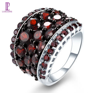 Genuine 5.4Carats Cincin Silver 925 Original Ring Natural Garnet Silver Rings Red Gemstone Silver Ring For Women Jewelry Gifts