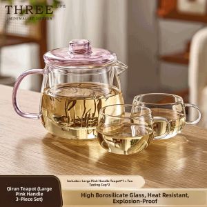 THREE LIFE | Elegant Heat-Resistant Glass Flower Tea Pot