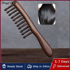 Hengfa Lina 1Pc Natural wooden Comb Meridian 头皮按摩梳子Massage Anti-static No-snags Wide Tooth Comb For Women Girl Straight Curly Hair