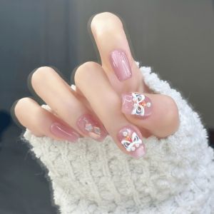 เล็บสวมใส่แบบมือทำสีชมพู ชุดเล็บปีใหม่ ตาแมว ผลิตภัณฑ์เสริมสวยเล็บ ผลิตจากจีนแผ่นดินใหญ่ สำหรับเล็บสวมใส่แบบมือทำ