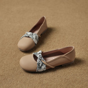 Mary Jane Womens Shoes Leather Version Flat Bottom Retro Evening Soft Bottom Not Tired Footwear Korean Style round Toe Rubber Sole