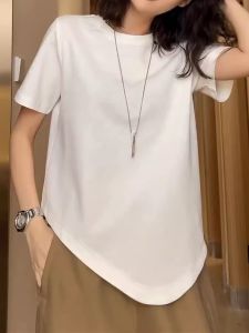 Stylish Niche Style Asymmetrical Short Sleeve T-Shirt Womens Summer K-style Loose Bottoming Shirt Tops Easiest for Match Fashion Shirt