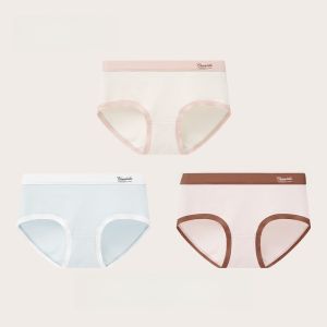 MONCAICHAN | Antibacterial Pure Cotton Womens Underwear Dream Color Morning Triangle Pants Seamless Mid Waist Short Shorts Youth Daily Use