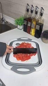 Thau Chậu Nhựa Gấp Gọn Kiêm Thớt Và Rổ Đựng 3in1 Siêu Tiện Lợi - Rổ Gấp Gọn Đa Năng