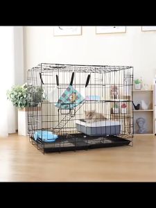 Petorldog 2 Layer Cat Cage Foldable Large Space Cat Villa With Bedpan Indoor Portable Pet Cage Dog Cat Rabbit Puppy Folding Cage