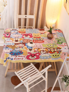 Cartoon Tablecloth Fabric Art Cute Strawberry Bear Childrens Desk Computer Tea Table Mat Dustproof Cover Cloth Home Decor