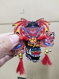 Miniatur barongan reog mainan DEVIL TELON MERAH ORANGE jawa timur reog gantungan kunci souvenir