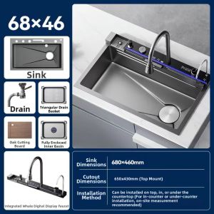 JOMOW | Waterfall Single Kitchen Sink 304 Stainless Steel