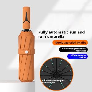 12K144 Bone Super Strong Wind Resistant Umbrella 107CM Diameter Automatic Open/Close Compact Travel Umbrella