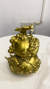 Hồ lô song long chầu nguyệt chữ Phúc bằng đồng phong thủy cao 18cm đk 8.5cm nặng 1.4kg