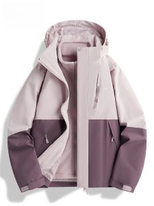 Jeep Spirit Womens down Jacket Coat Three-in-One Fleece Lined Windproof Hiking Outerwear Original Design Loose Fit Long Sleeve