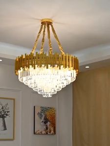 Cahaya kristal mewah lampu gantung ruang tamu modern ruang makan lampu gantung kamar tidur lampu dekoratif langit-langit tinggi lampu dalam ruangan 21