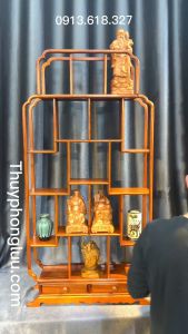 Kệ mini phòng khách bày đồ trang trí chữ nhật gỗ gõ cao 102 Rộng 55cm