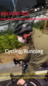 Polvcdg-X16 IPX8 Waterproof Bone Conduction Swimming Earphone  Liquid Silicone 32G Memory Bluetooth 5.4 Running Earphone with Microphone Sports Headset