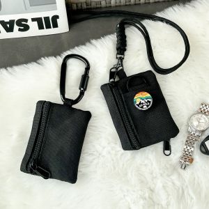 High Appearance Black Cat mini Multifunctional Key Bag Small Zipper Wallet Bank Cards Student Meal Card Holder Neck Hanging Pouch